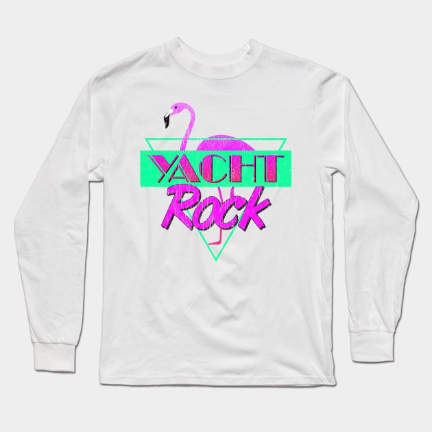 Yacht Rock Party Boat Drinking graphic 80s Faded Long Sleeve T-Shirt by Vector Deluxe